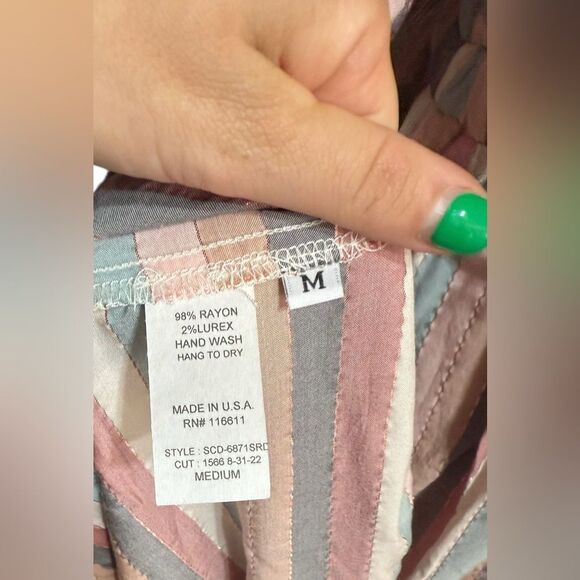 Anthropologie Self-Contrast Striped Neutral Beige Long Sleeve Maxi Dress Size M - Picture 6 of 6